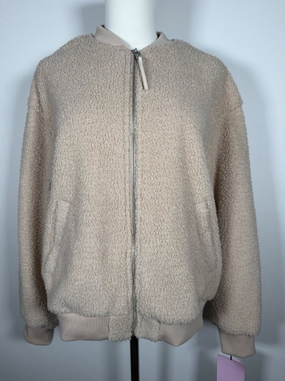 NEW Avec Les Filles beige sherpa cozy cabincore bomber jacket M gorpcore skiing